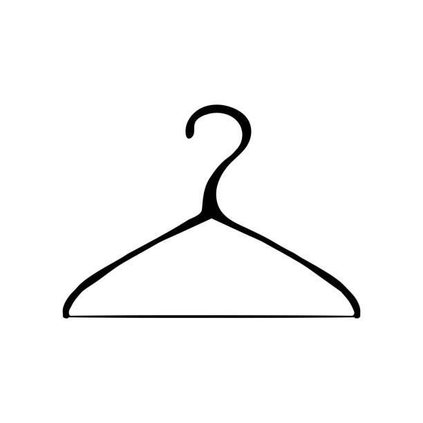 istock Hand drawn doodle hanger. Sales shopping clipart - hanger for wardrobe, clothes service, dressing room, cloakroom, laundry symbol. 1455984640