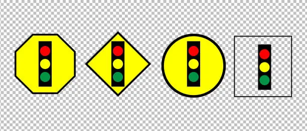 Vector illustration of Set of trafic light sign on transparent