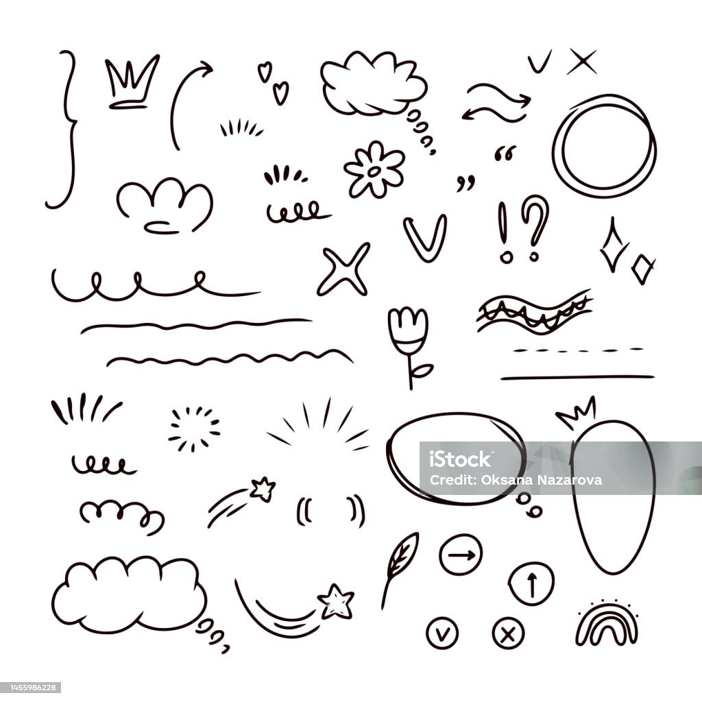 Emphasis Line Doodle Doodle Emphasis Underline Arrow Sparkles Shape Set Stock Illustration ...