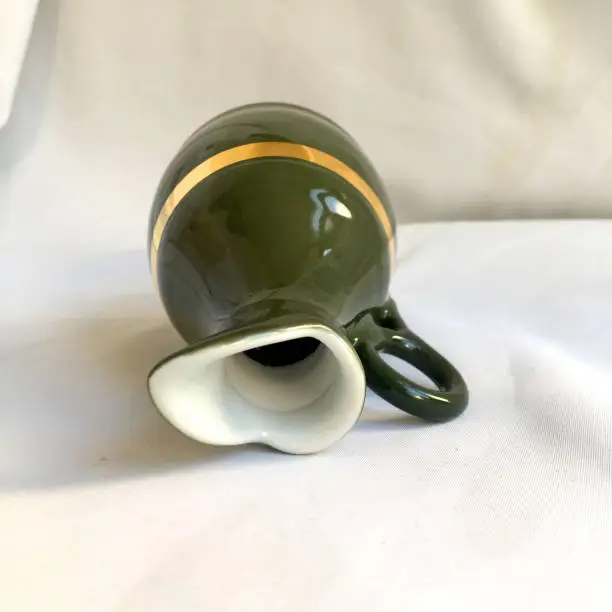 Vintage French Pillivuyt Green Porcelain Pitcher