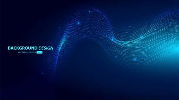 Vector illustration of Abstract dark blue gradient color background. with flowing particles. Digital future technology concept.