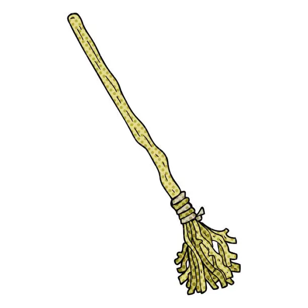 Vector illustration of freehand drawn cartoon witch's broom