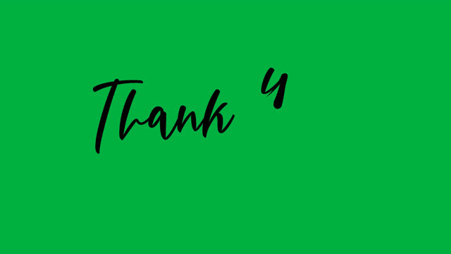 animated thank you on green screen.  Thanks animation, handwritten text in white and black color. 4k video greeting card.