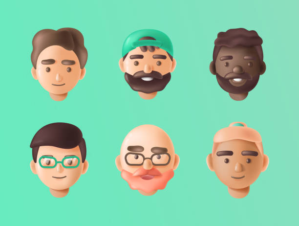istock Avatars of happy men of different races 1455995549