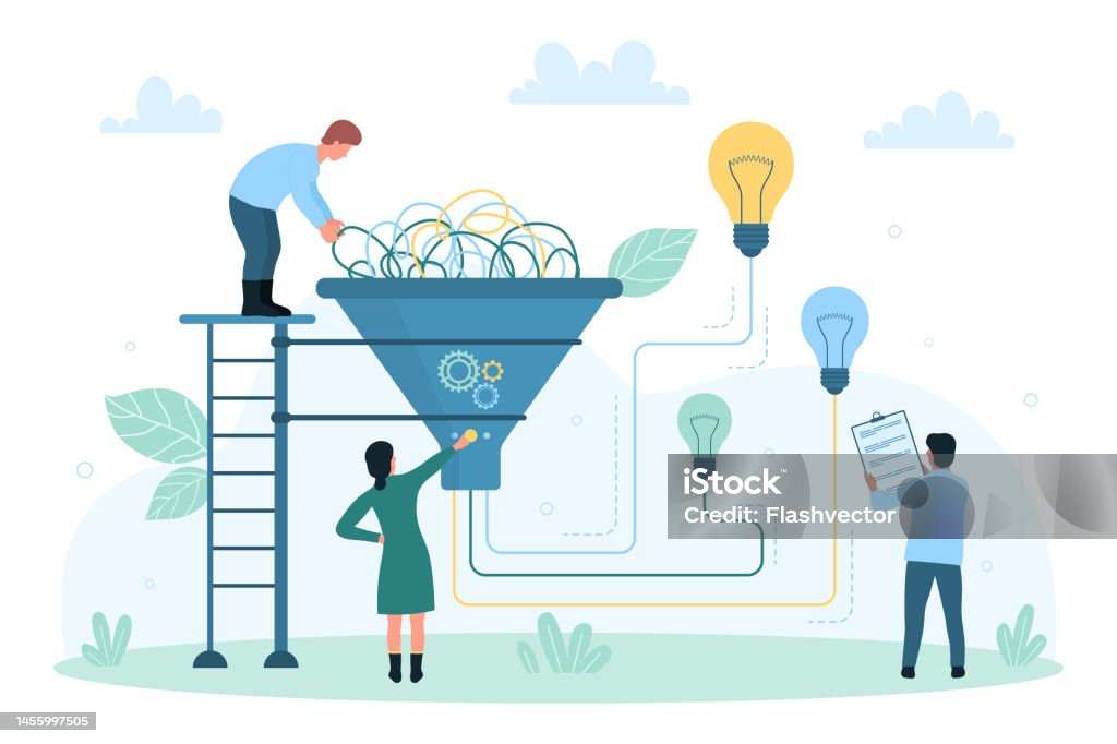 Problem Solution Funnel Problem Solution Idea Management Tiny People Work With Funnel To ...