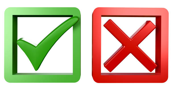 istock Set of green check marks and red crosses. design for copy space checklists, approval lists, and presentations. 1455999791