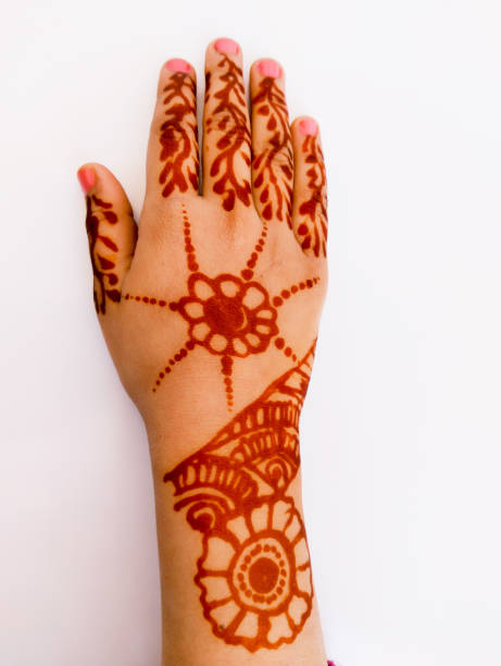 henné tatouage mehndi design tatouages pochoirs impressions sur une fille femme mains mariage et eid occasion événement plein revers indien élégant mariée mehendi mode maquillage beauté motif image photo stock photo - wedding indian culture pakistan henna tattoo photos et images de collection