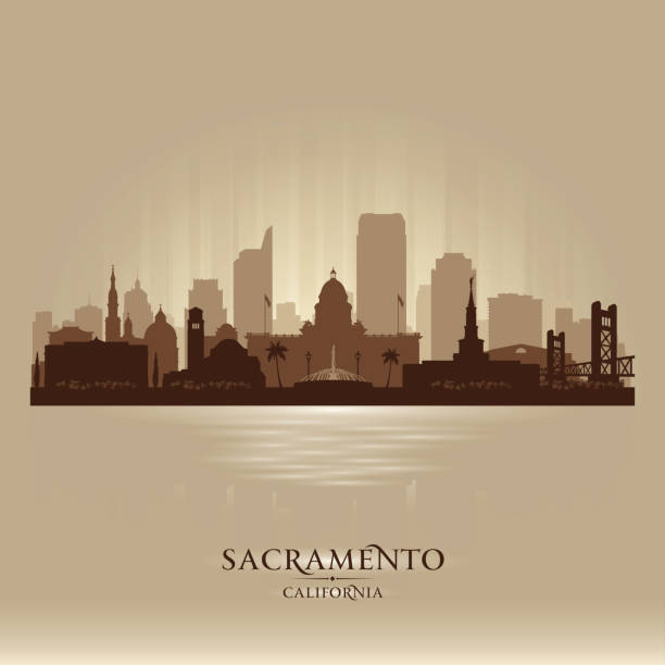 sacramento kalifornia city skyline sylwetka - sacramento stock illustrations