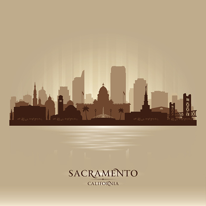 Sacramento California city skyline vector silhouette illustration