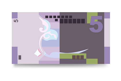 5kwd Note 쿠웨이트 디나르 벡터 일러스트 레이 션입니다 쿠웨이트 돈 세트 번들 지폐 지폐 5 Kwd 플랫 스타일 흰색 배경에 격리 심플한 ...