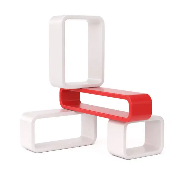 Photo of Abstract 3d frames or shelves 3d rendering