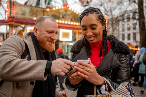 istock Mixed Race Couple at a German Xmas Market 1456006128