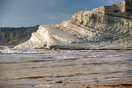 Amazing view of beautiful Scala dei Turchi in Agrigento, Sicily. Stair of the Turks in autumn season