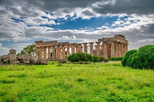 Ruins in Selinunte, archaeological site and ancient greek town in Sicily, Italy