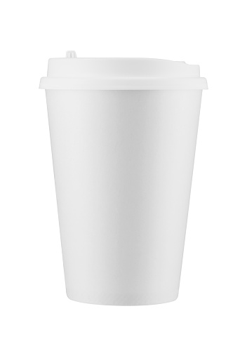 Real paper coffee cup isolated.