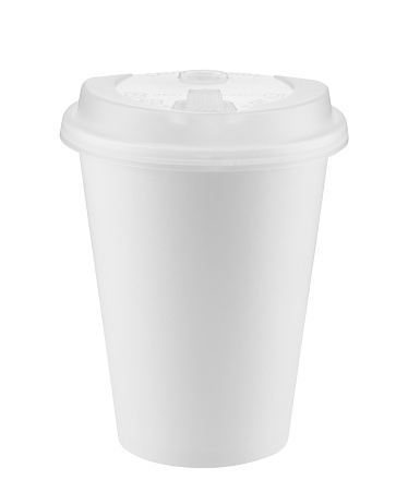 Real paper coffee cup isolated.