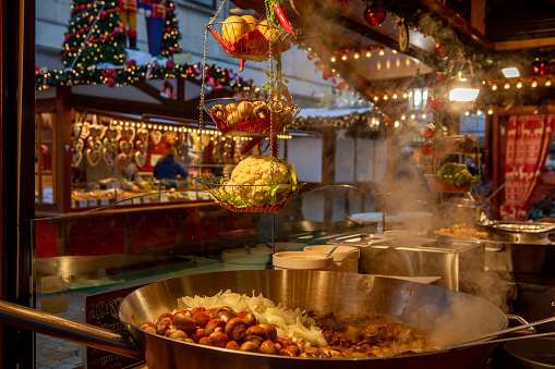 German Xmas Market food on a stall in Bielefeld