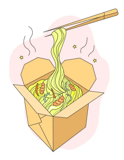 Vector illustration of Wok Chinese Food