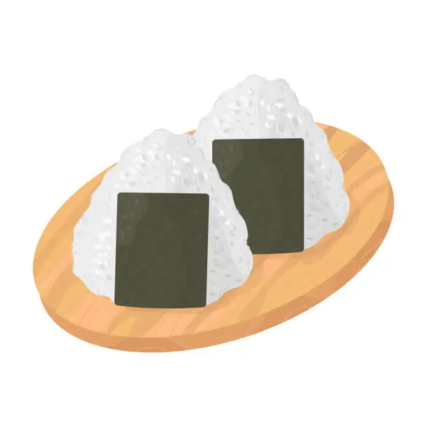 Vector illustration of Onigiri Japanese food on  board