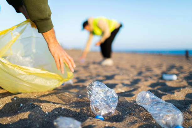 istock Two volunteers taking out garbage from the beach 1456010463