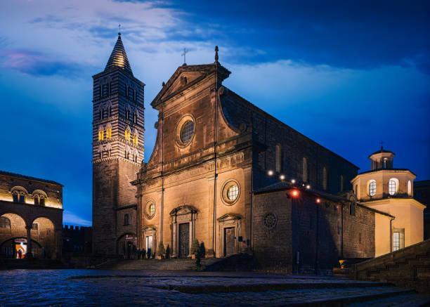 istock Viterbo Cathedral at night blue hour 1456011345