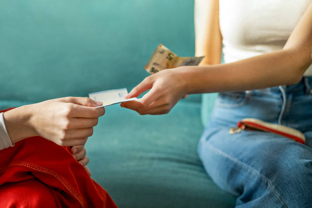 Women transferring money