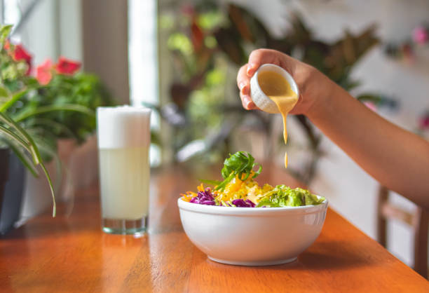 istock Poke bowl with salmon served in a bowl 1456012203