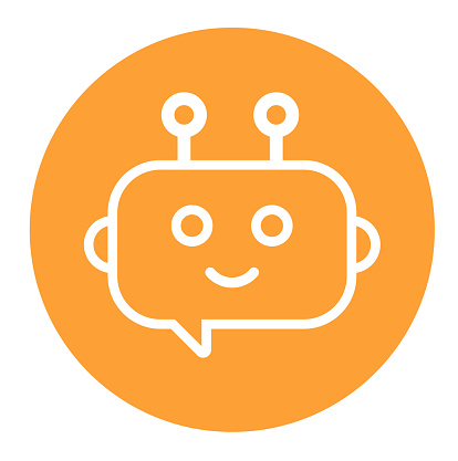 cute chatbot icon in circle