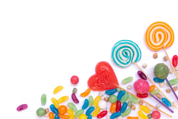 istock Mixed colorful lollipops and candies on isolated white background 1456013651