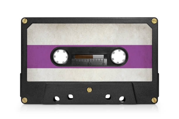Vintage cassette tape on isolated white background