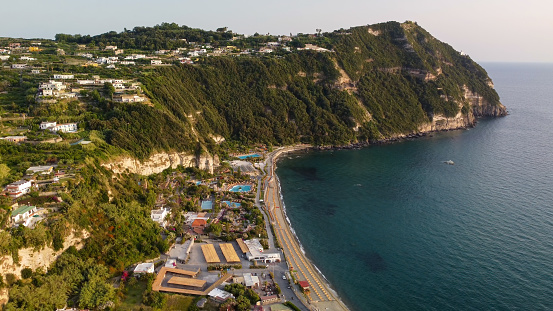 Aerial view of Citara Beach in Ischia Island, Italy
