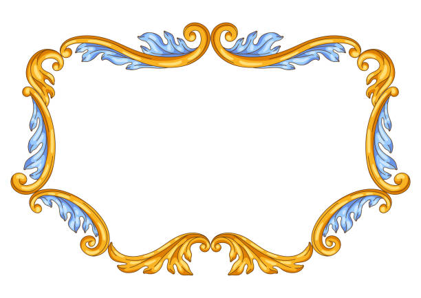 istock Decorative floral frame in baroque style. Colorful curling plant. 1456014103