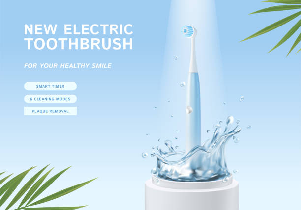 Realistic Detailed 3d Electric Toothbrush Ads Banner Concept Poster Card. Vector vector art illustration