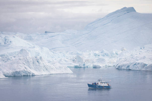 istock small boats sailing near big icebergs 1456015922