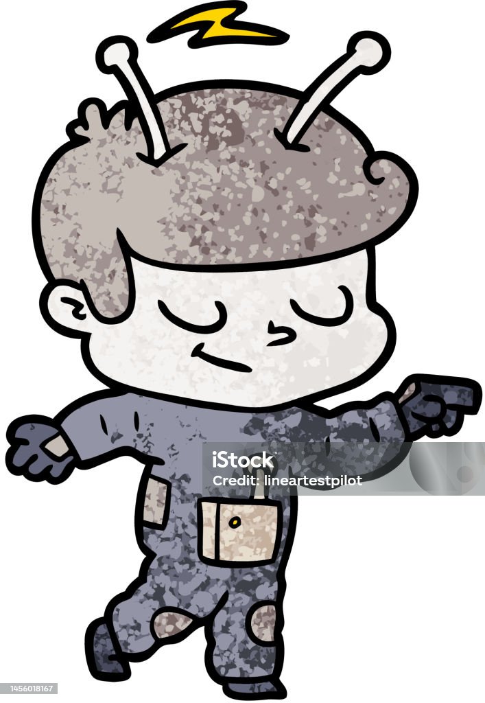 Spaceman Pointing Friendly Cartoon Spaceman Pointing Stock Illustration - Download Image ...