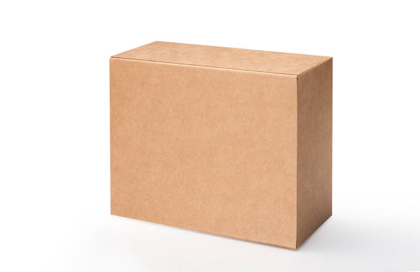 istock Brown box isolated on white background with clipping path, Blank cardboard mockup vector illustration. 1456019778