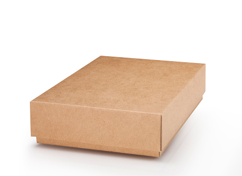 Brown box isolated on white background with clipping path, Blank cardboard mockup vector illustration.