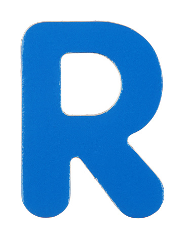 An upper case R magnetic letter on white with clipping path