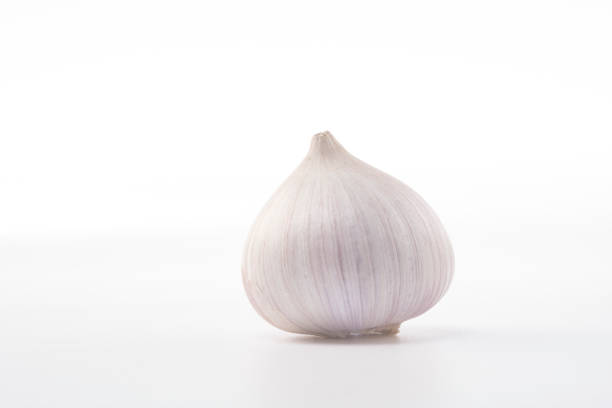 Fresh garlics isolated on white background photo.