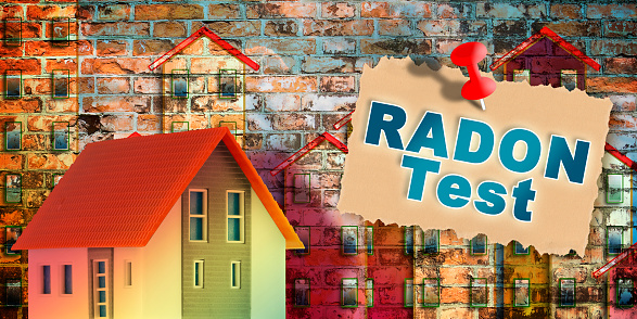 The danger of natural radon gas in our homes - Radon Testing concept with an home model