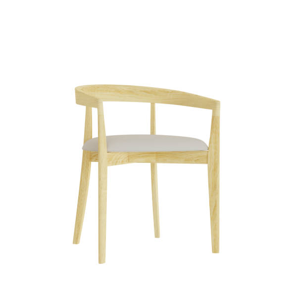 istock 3D rendering Wood Minimal Chair White Leather Seat on White Back 1456023915