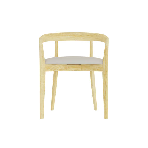 istock 3D rendering Wood Minimal Chair White Leather Seat on White Back 1456023916