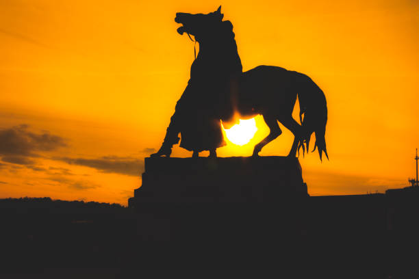 istock Silhouette of a statue in Buda Castle at sunset. Budapest, Hungary. 1456024201
