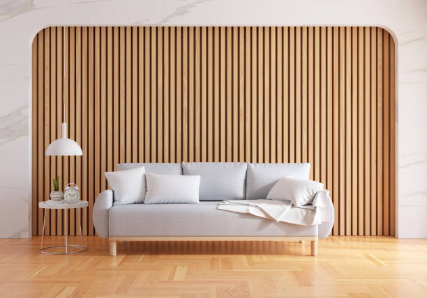 istock Gray sofa in living room with copy space for mock up, 3D rendering 1456026280