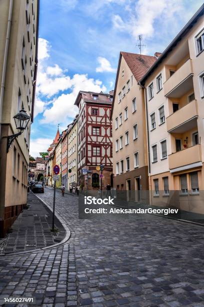 Uphill Street Leading To Neighborhood Of Albrecht Durer House In Nuremberg Germany Stock Photo - Download Image Now