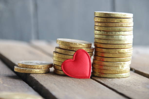 istock Business graph made of coins on a vintage background. 1456030830
