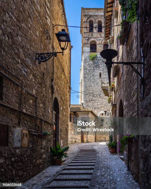 Ancient Alley In Narni A Small Medieval Town In Umbria Region Italy Stock Photo - Download Image Now