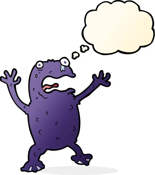 Vector illustration of cartoon poisonous frog with thought bubble