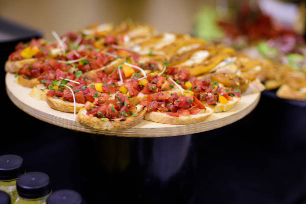 istock Delicacies and snacks on a buffet or banquet. Catering. 1456036825