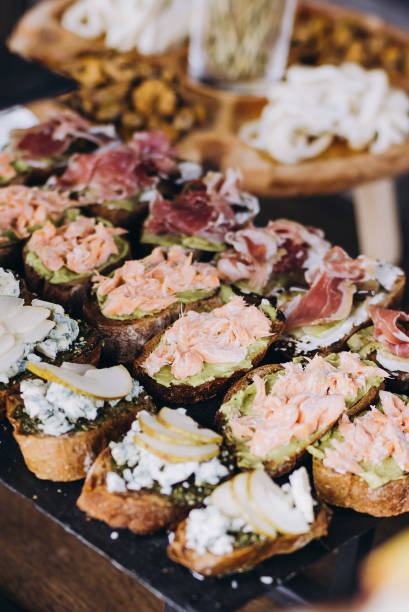 istock Delicacies and snacks on a buffet or banquet. Catering. 1456036836